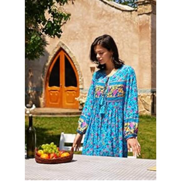 💕 Adorable Boho maxi dress by R.Vivimos! Sz L - Picture 2 of 7